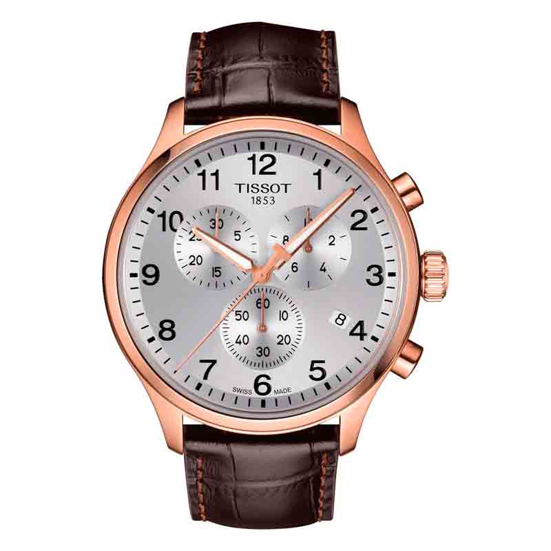 Tissot T-Sport Chronograph XL Silver Dial Leather Strap Men's Watch T116.617.36.037.00 T116.617.36.037.00 - Image 1