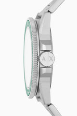 ساعة أرماني إكستشينج ليوناردو ذات المينا الخضراء والفضة - AX1860