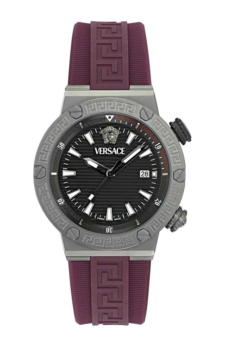 ساعة فيرساتشي غريكا لوجو دايفر كوارتز للرجال بمينا أسود - VE8G00224