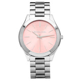 Michael Kors Silver Slim Runway Pink Dial Women's Watch MK3380 - Watches of America