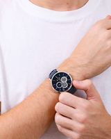 Armani Exchange Cayde Multifunction Blue Leather Men's Watch - AX2746