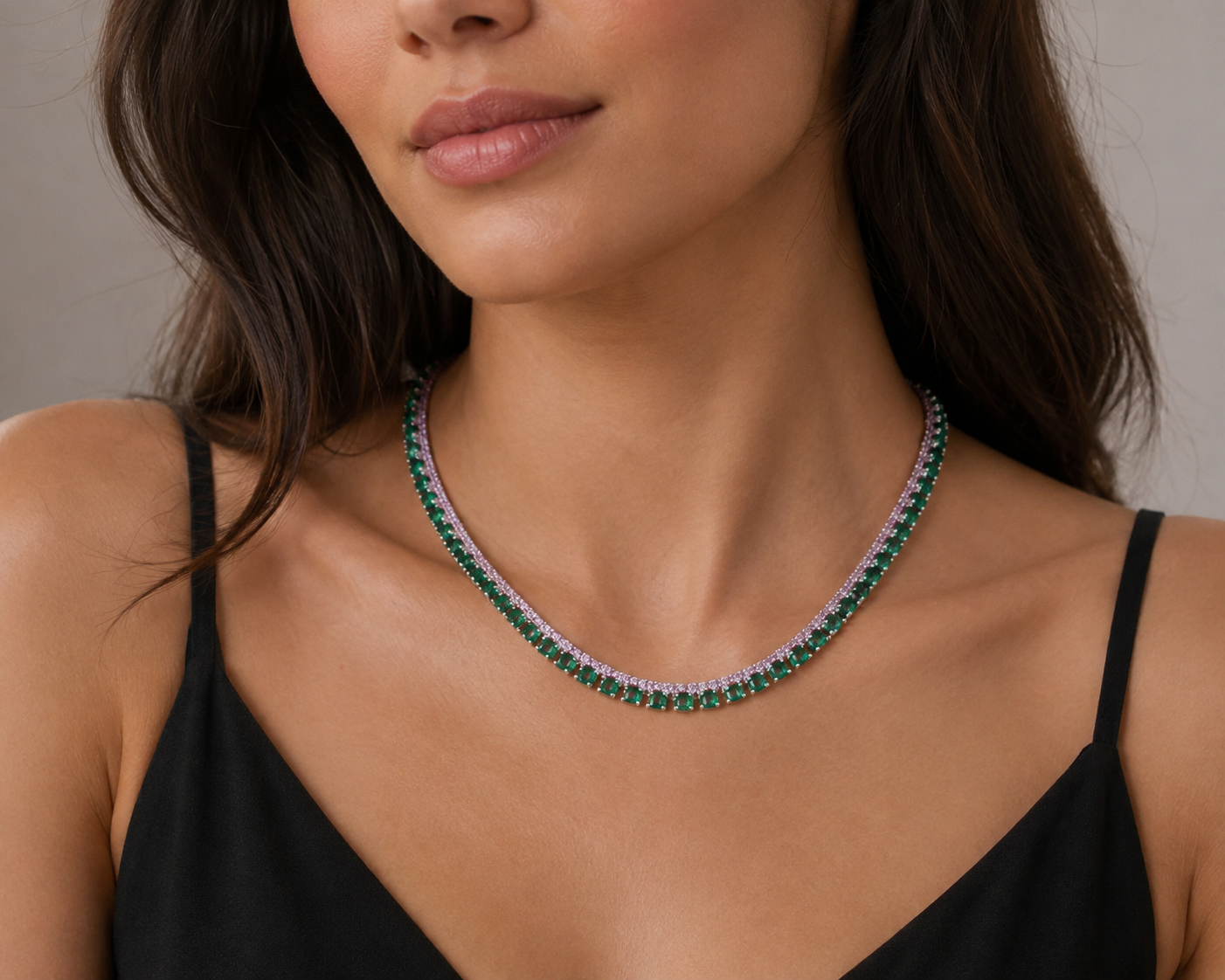 Big Daddy 4MM Silver Green & Ruby Iced Out Tennis Chain