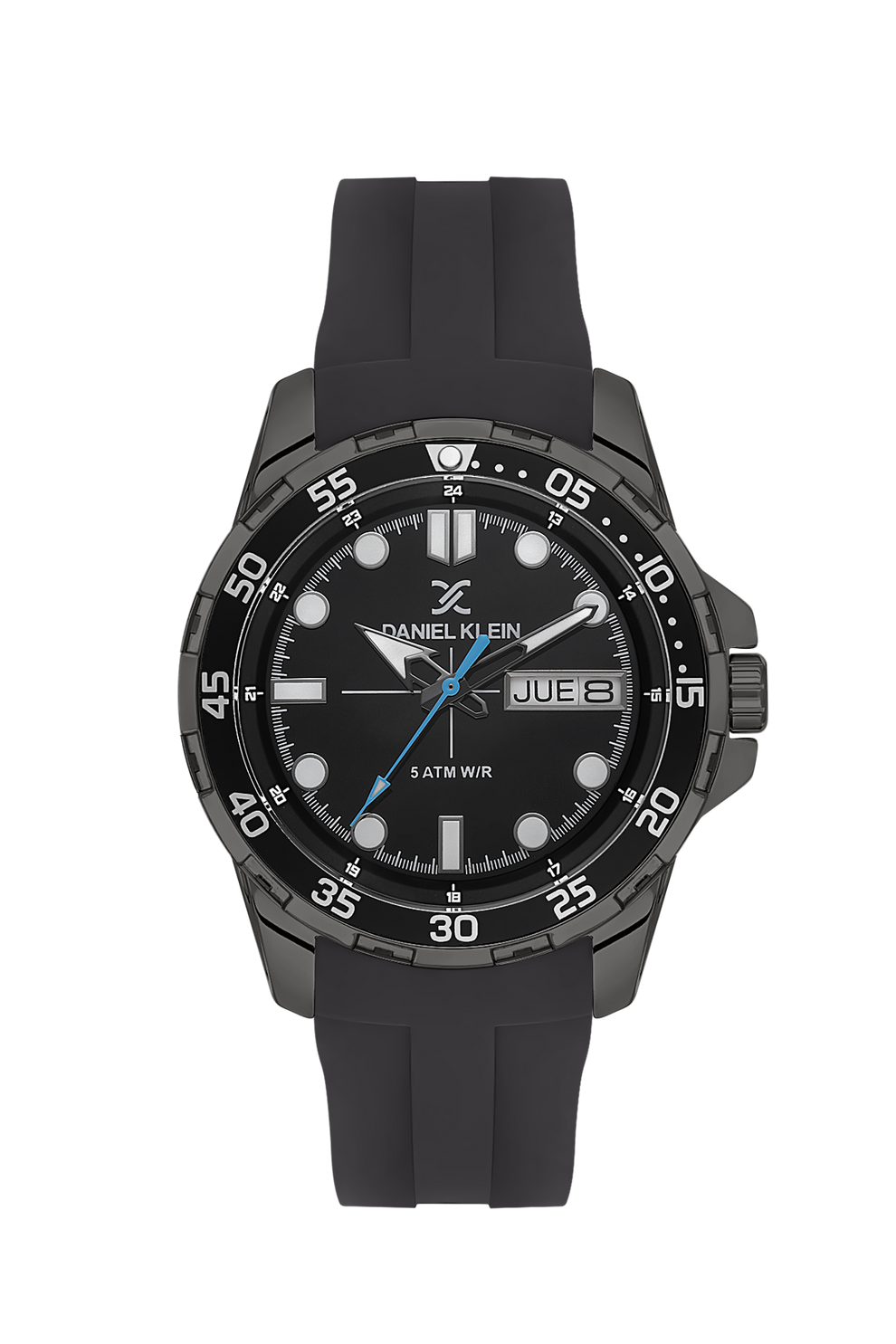 Daniel Klein Premium Day Date Black Dial and Silicone Watch - DK.1.13911-5