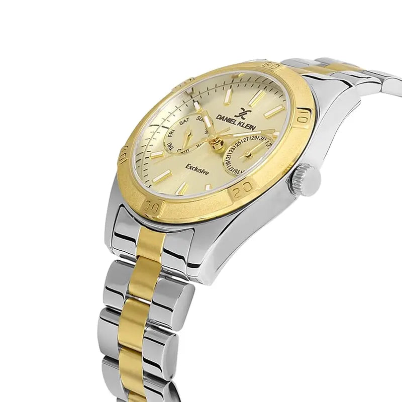 Daniel Klein Exclusive Multifunction White Dial Two-Tone Watch - DK.1.13568-5
