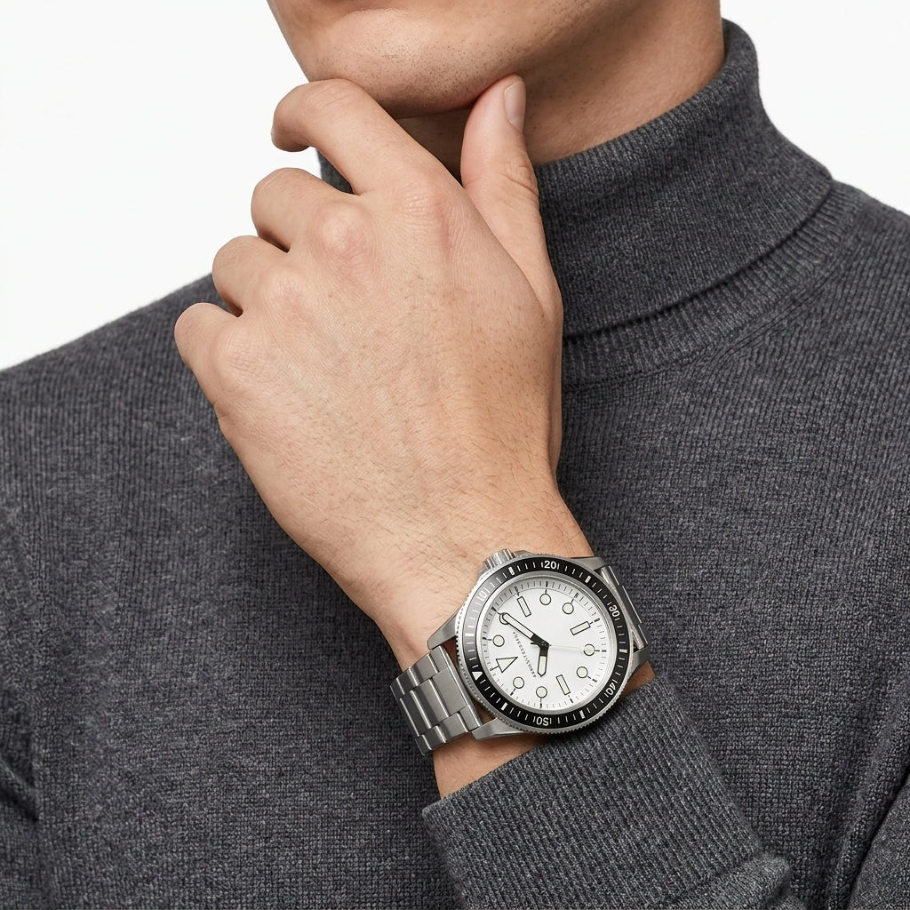 Armani Exchange Leonardo White Dial Silver Men's Watch - AX1853
