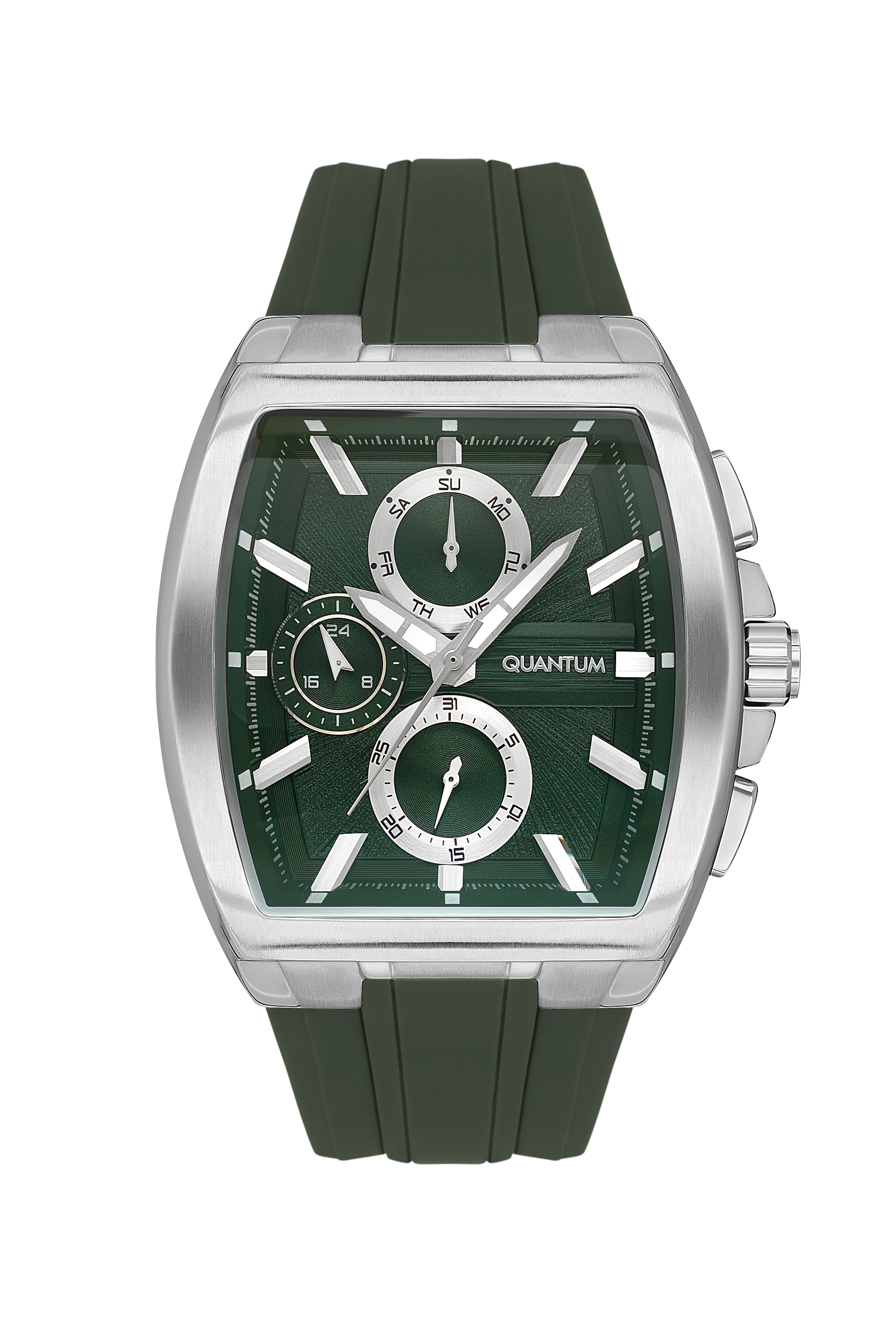 Quantum Men's Green Chronograph Silicone Strap Watch