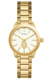 Tory Burch Yellow Gold Collins White Dial Watch Women's Watch TBW1300