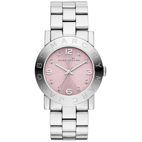 Marc By Marc Jacobs Amy Pink Dial Silver Watch - MBM3300