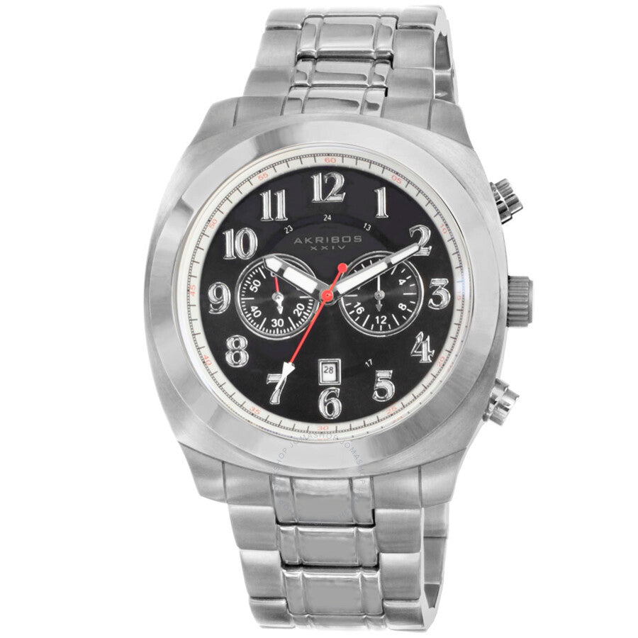 Akribos Black Dial Chronograph Stainless Steel Men's Watch AK624SS