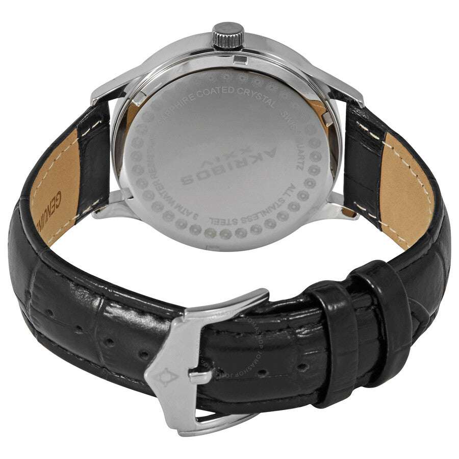 Akribos XxivChampagne Dial Negro Cuero Hombre Reloj AK637SSW