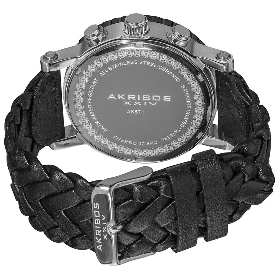 Akribos Chronograph Black Leather Men's Watch AK571BK