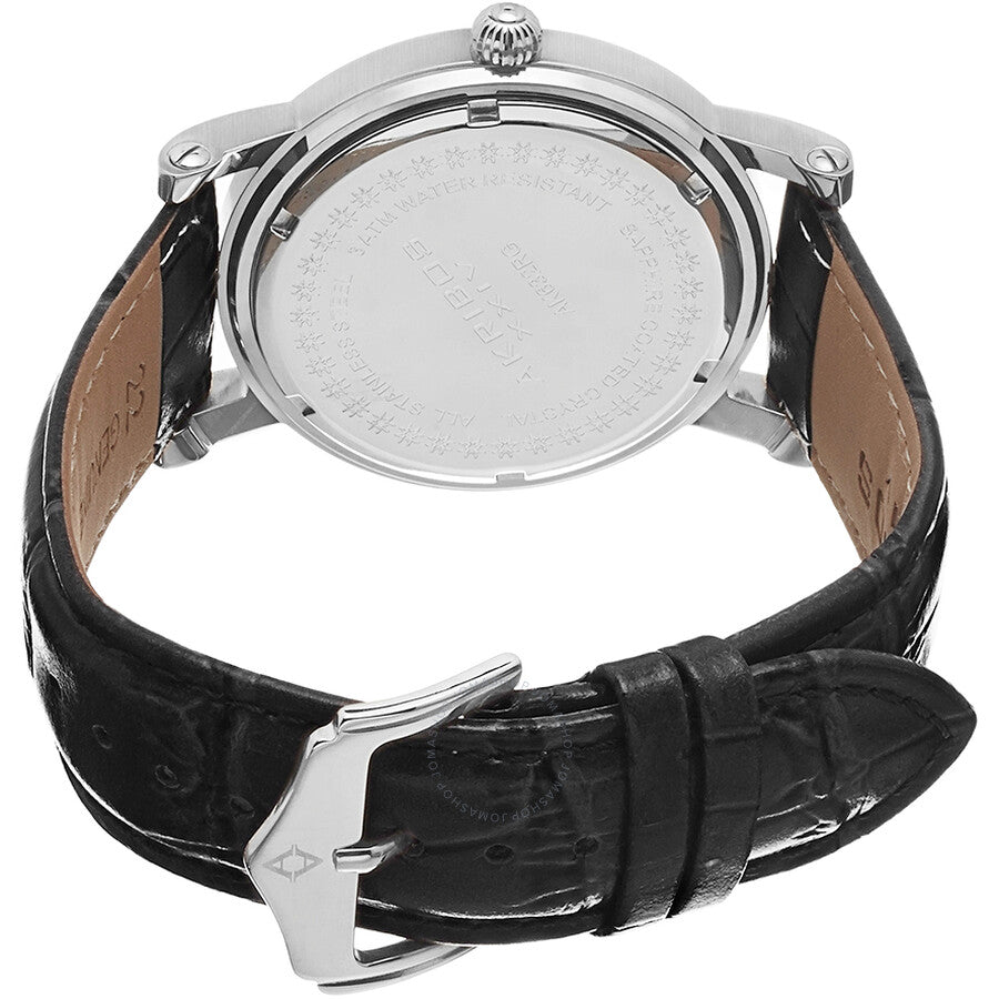 Akribos Cream Dial Black Leather Men's Watch AK632SSW