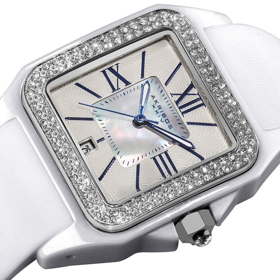Akribos Xxiv Madre de Perla Dial White Ceramic Ladies Watch AK546WT