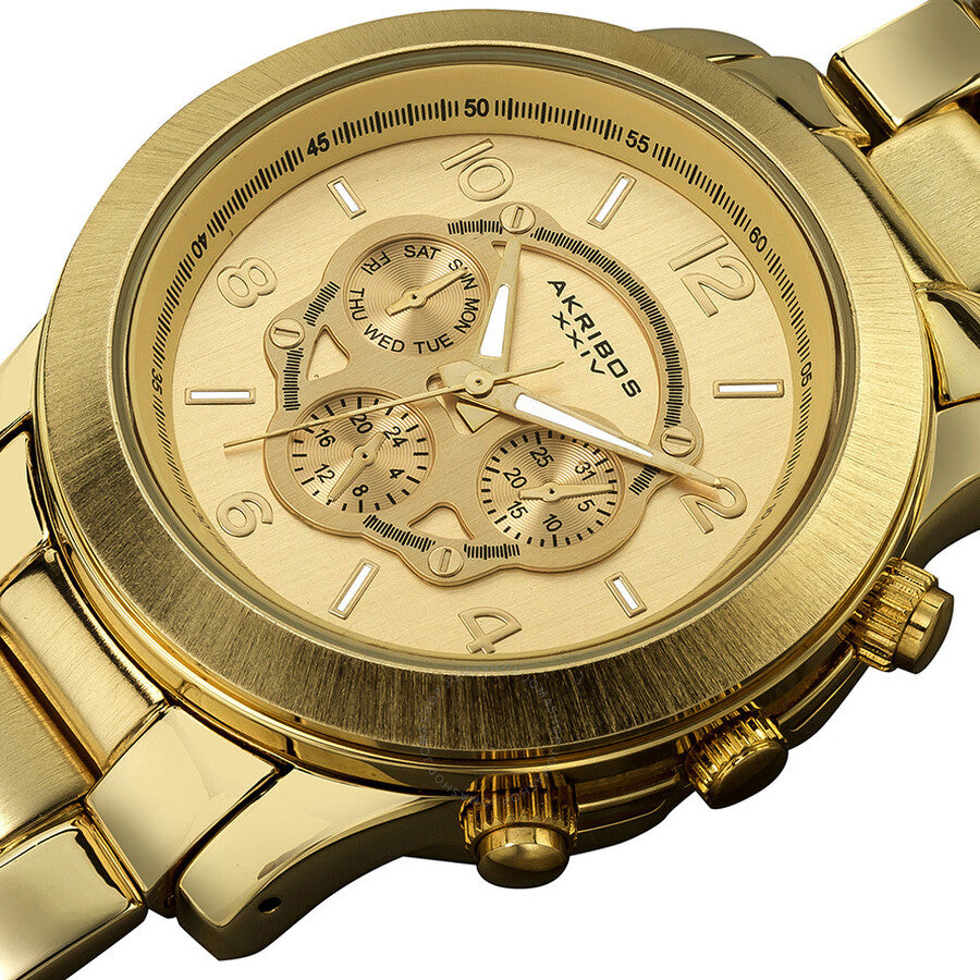 Akribos Ultimate GMT Multi-Function Gold Dial Ladies Watch AK583YG