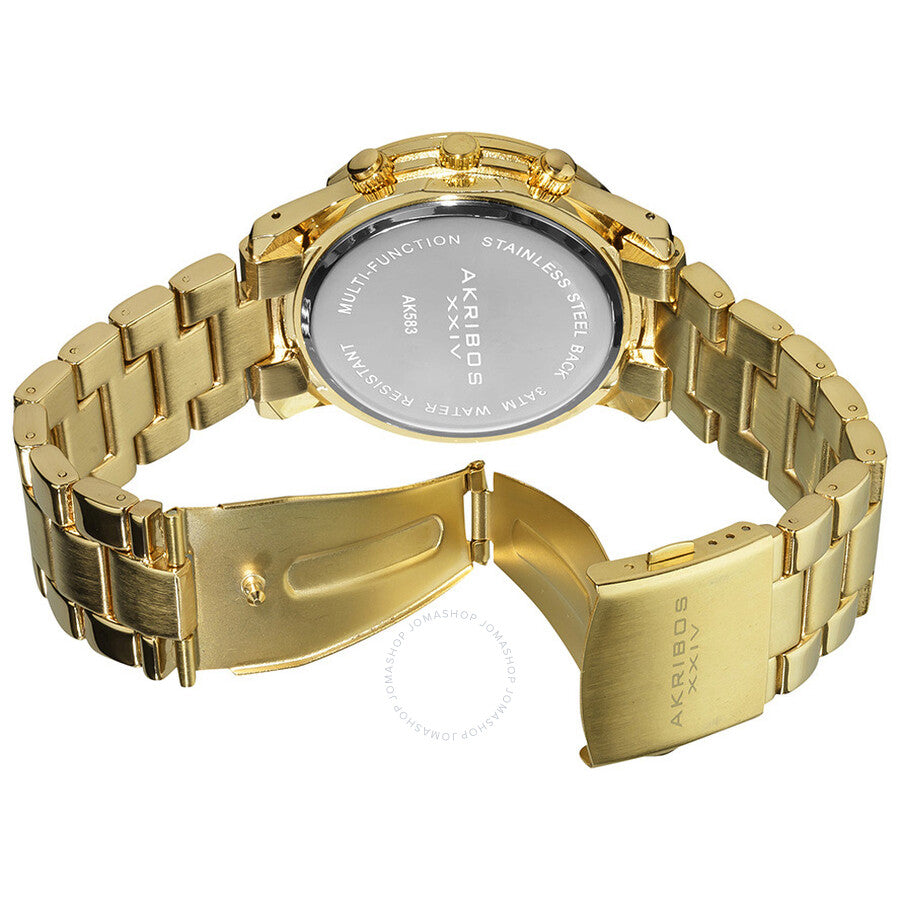 Akribos Ultimate GMT Multi-Function Gold Dial Ladies Watch AK583YG