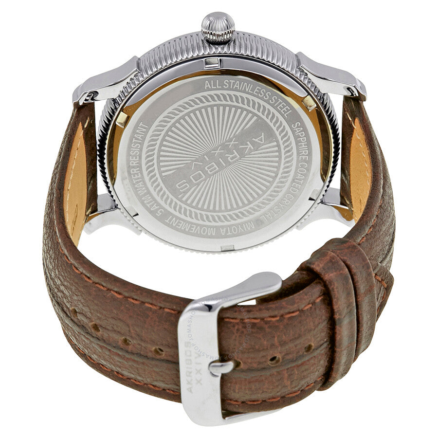 Akribos XXIV Black Dial Brown Leather Men's Watch AK726BR