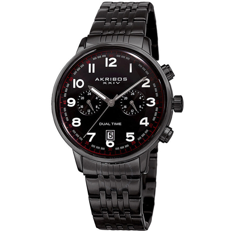 Akribos XXIV Black Dial Dual Time Men's Watch AK942BK