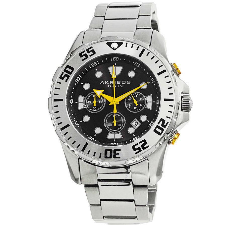 Akribos Xxiv Reloj de hombre de acero inoxidable con esfera negra AK661SSB
