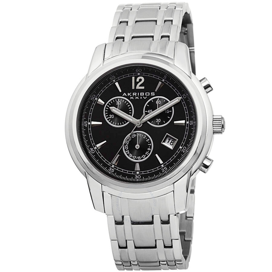 Akribos Xxiv Reloj de hombre de acero inoxidable con esfera negra AK692SSB