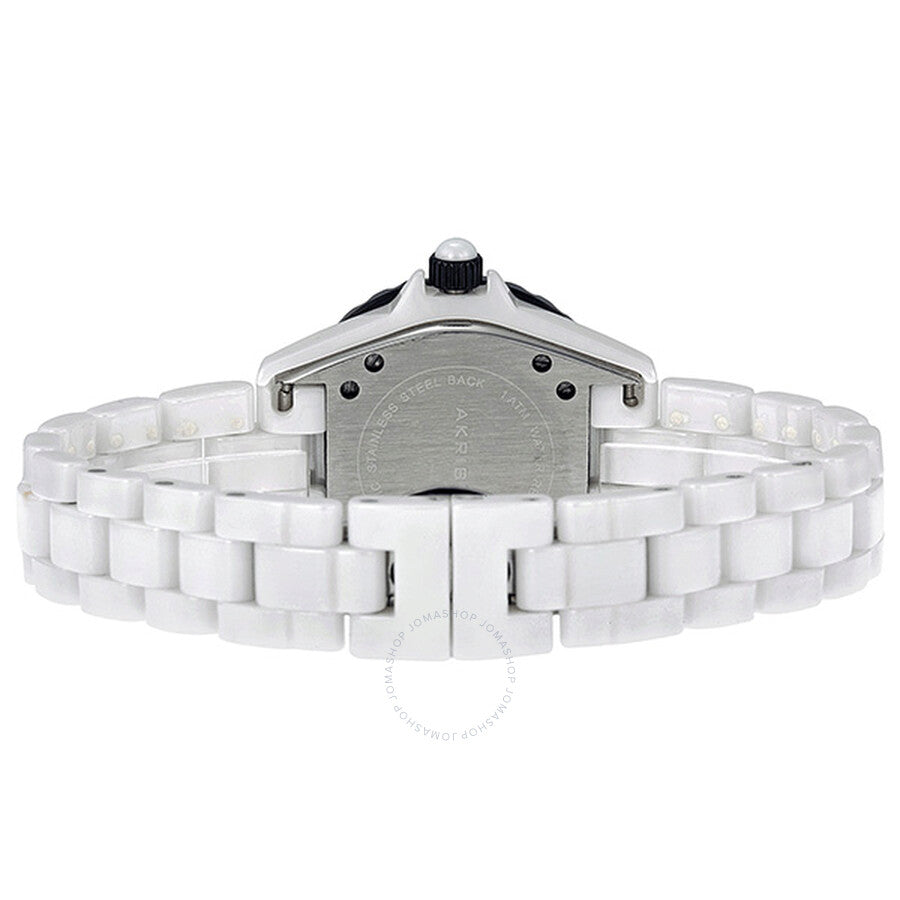 Akribos XXIV Reloj de mujer con esfera de madreperla blanca de cerámica AK518BKW
