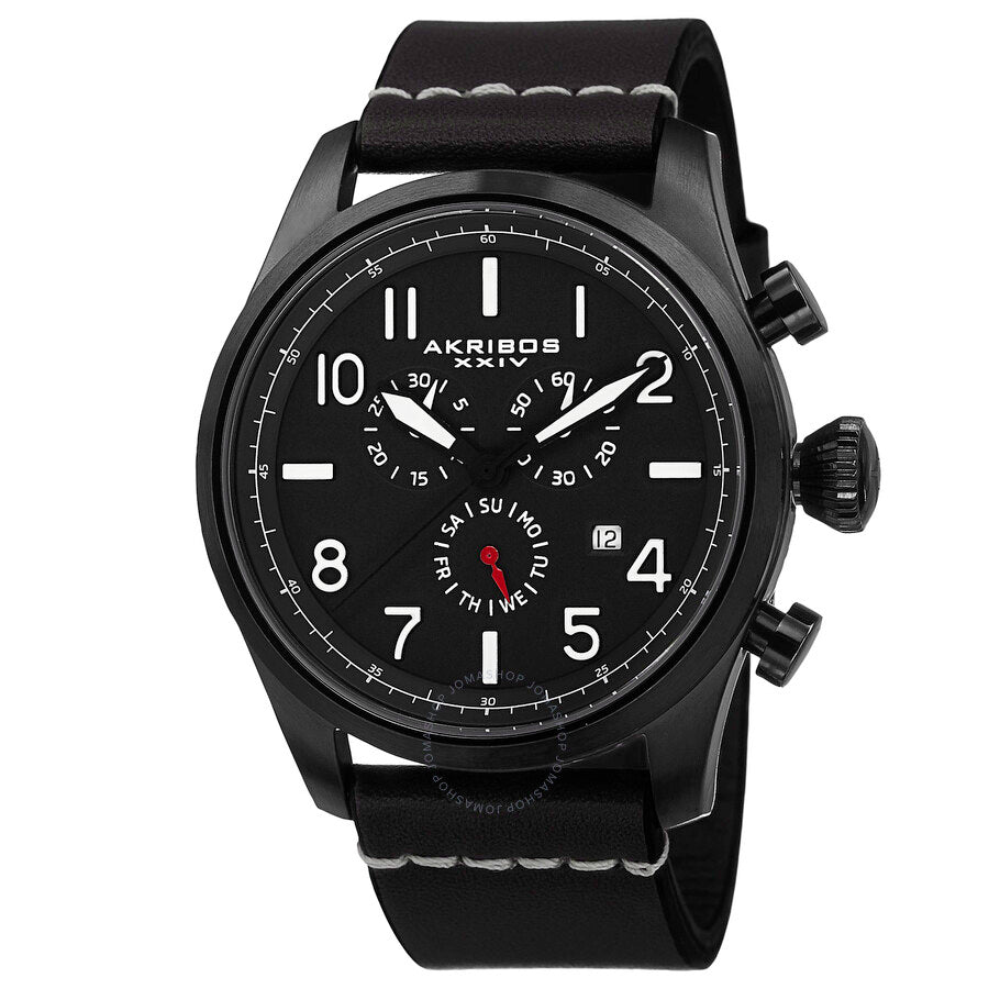 Akribos Xxiv Cronógrafo Esfera negra Reloj para hombre chapado en iones negro AK705BK