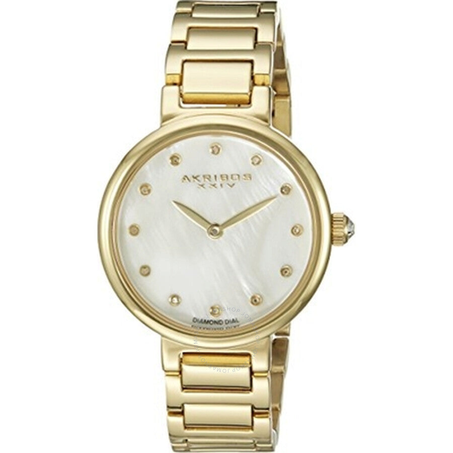 Akribos XXIV Empire White Mother of Pearl Dial Ladies Watch AK877YG
