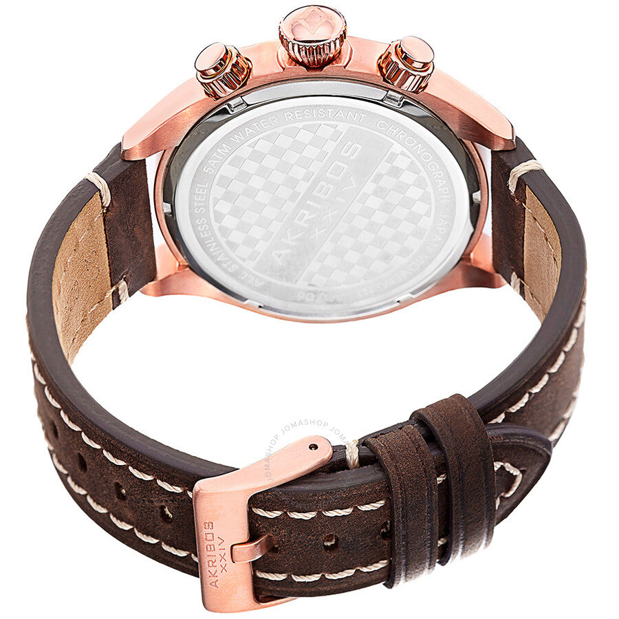 Akribos Xxiv Essential Chronograph Reloj de hombre de cuero marrón con esfera negra AK706RG