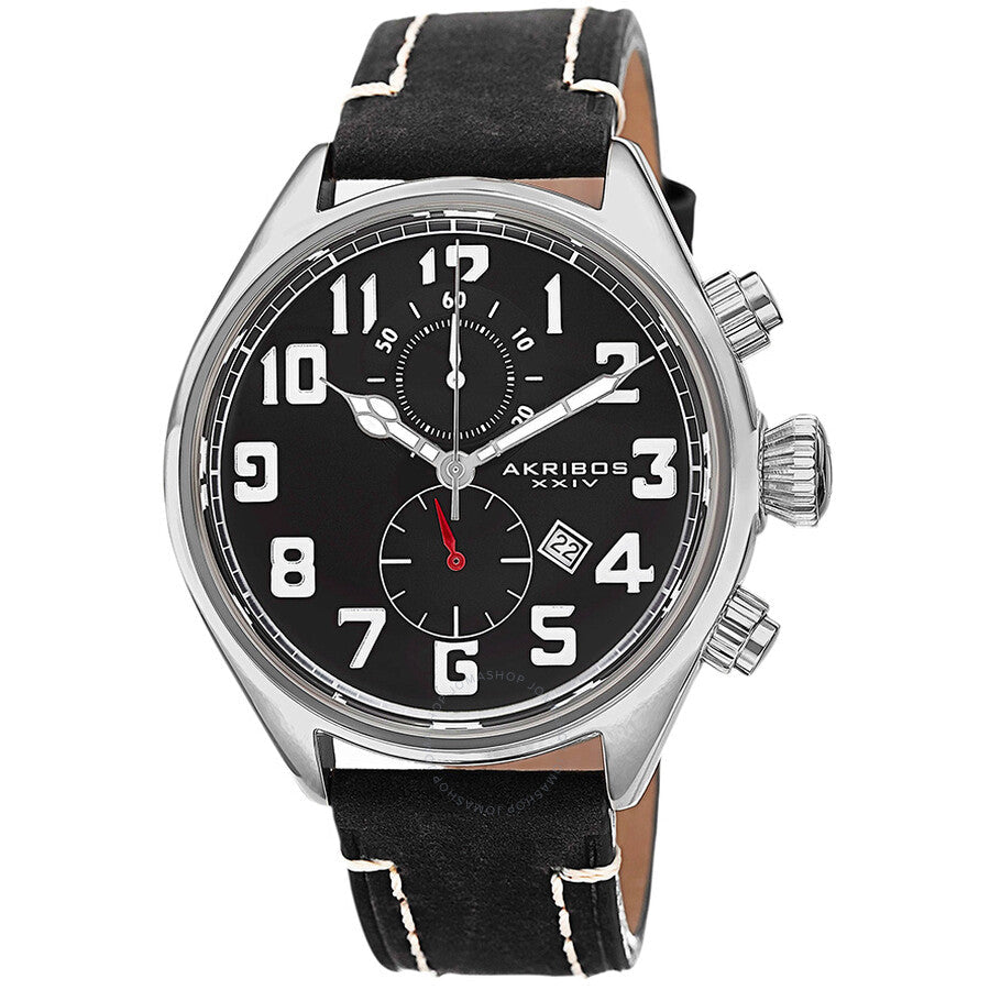 Akribos XXIV Essential Chronograph Black Dial Stainless Steel Men's Watch AK706SSB