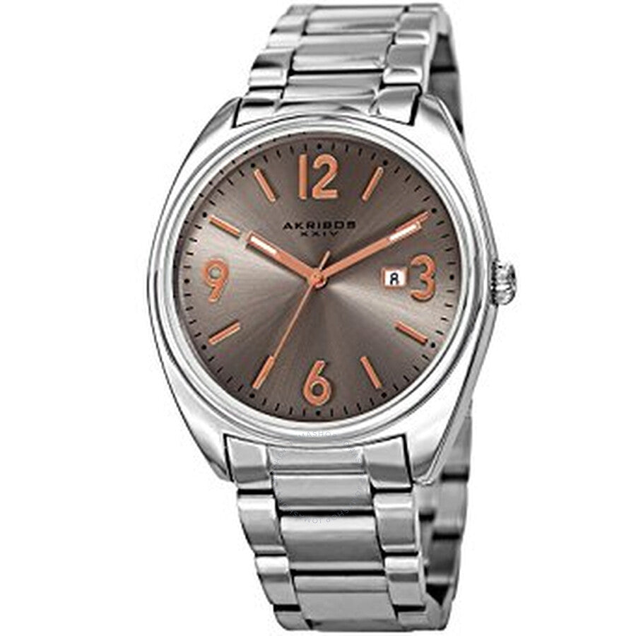 Akribos Xxiv Gunmetal Dial Acero inoxidable Reloj para hombre AK957SS