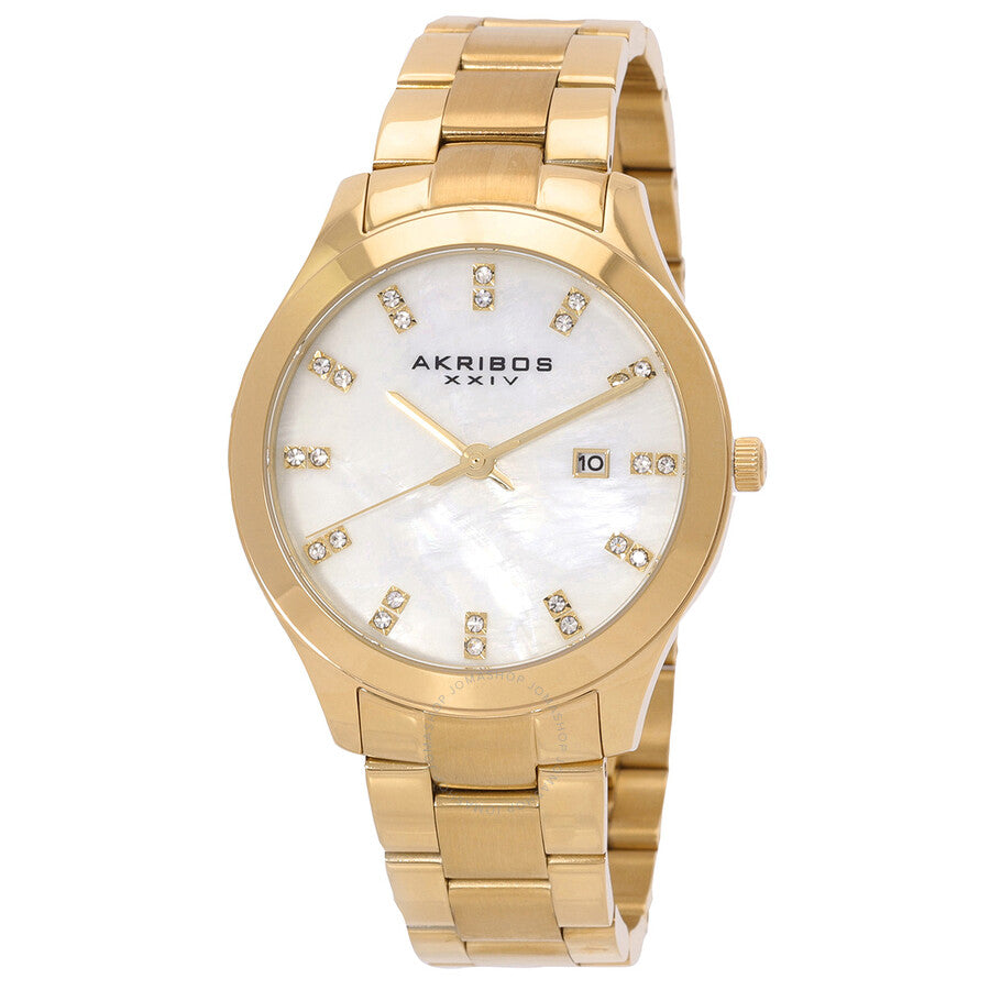 Akribos XXIV Mother of Pearl Gold-tone Ladies Watch AK954YG