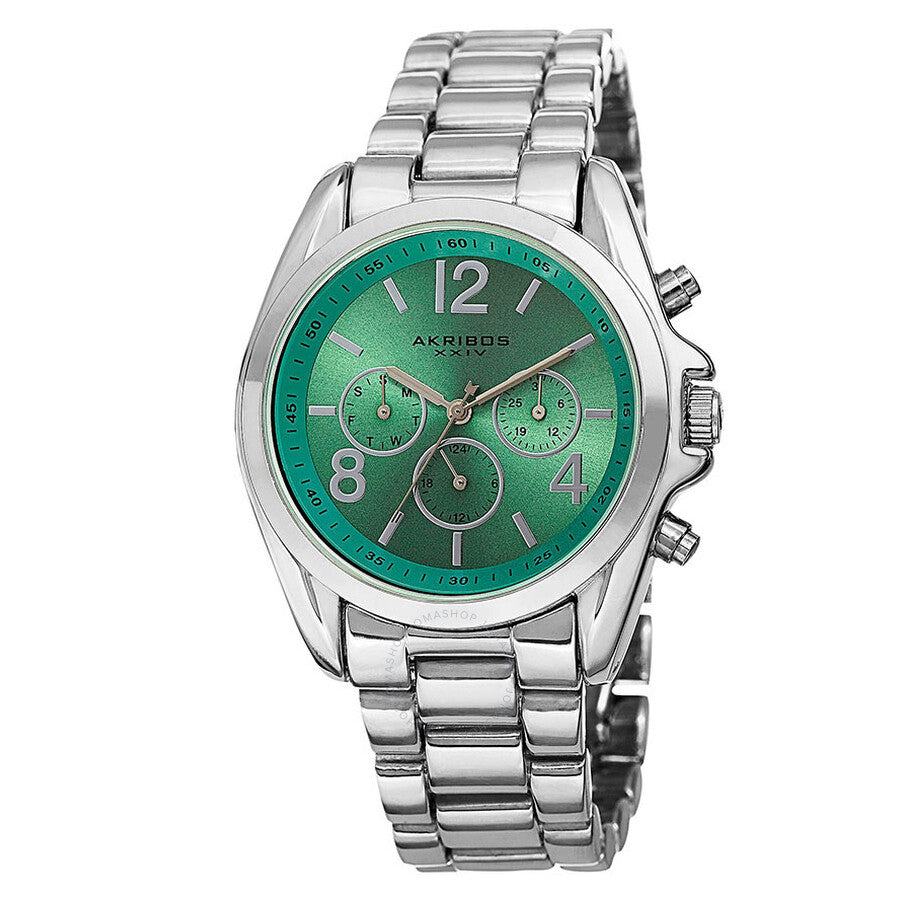Akribos XXIV Multi-Function Green Dial Ladies Watch AK760SSTQ