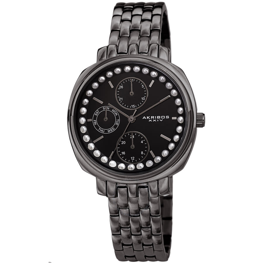 Akribos XXIV Quartz Black Dial Ladies Watch AK1114GN