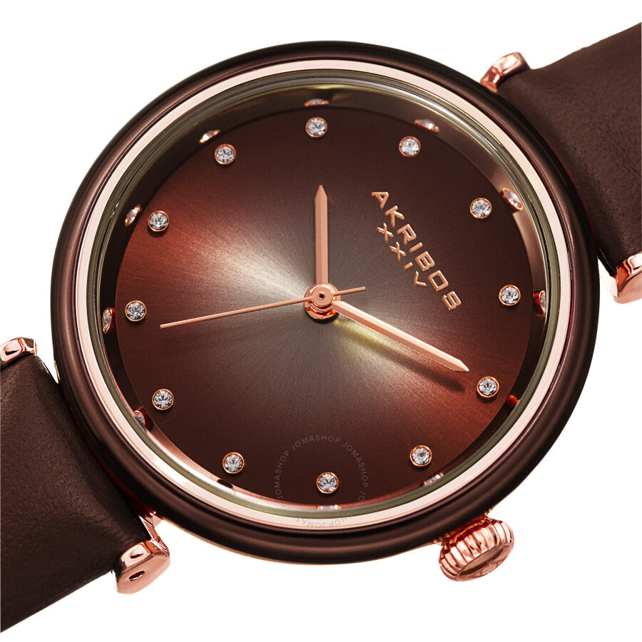 Akribos XXIV Quartz Crystal Brown Dial Ladies Watch AK1035BR
