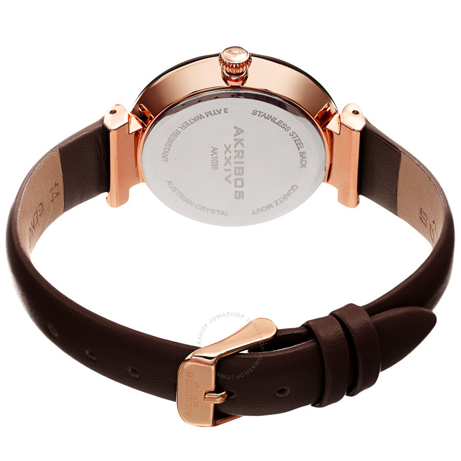 Akribos XXIV Quartz Crystal Brown Dial Ladies Watch AK1035BR