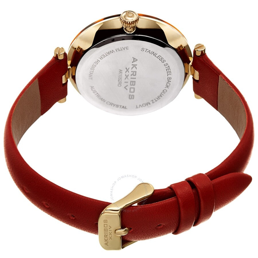 Akribos XXIV Quartz Crystal Red Dial Ladies Watch AK1052RD