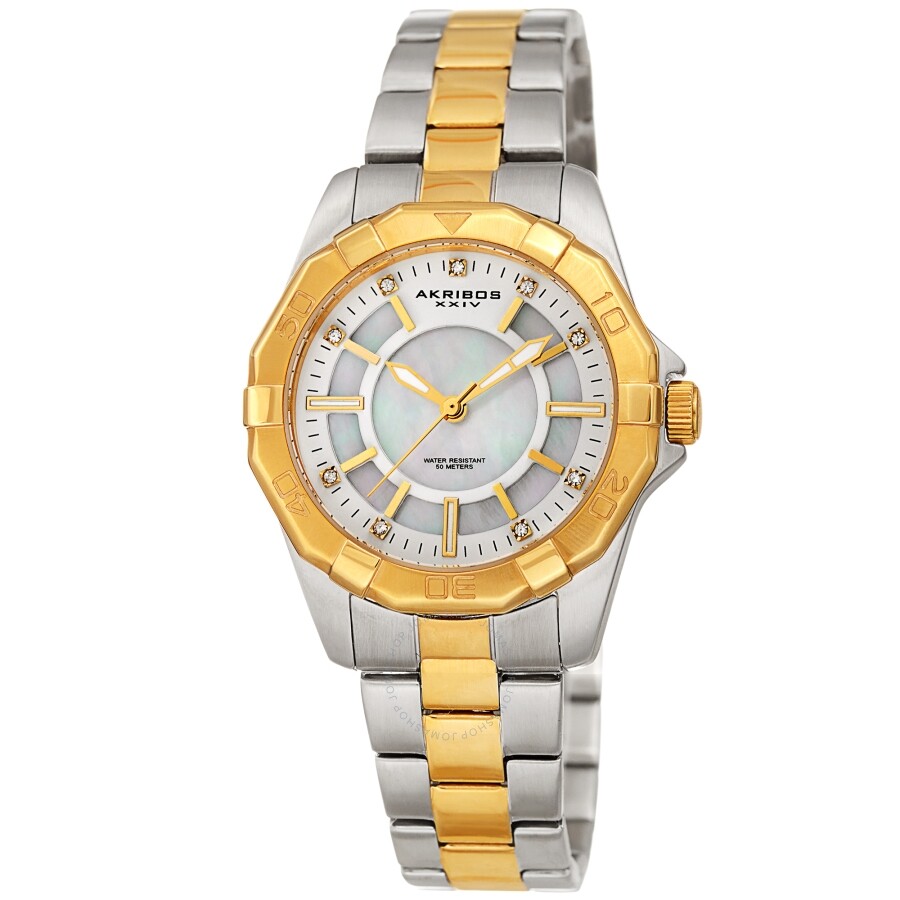 Akribos XXIV Quartz Crystal White Dial Ladies Watch AK1006TTG