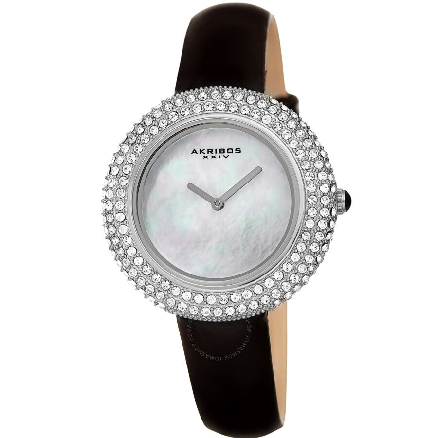 Akribos XXIV Quartz Crystal White Dial Ladies Watch AK1049SSB