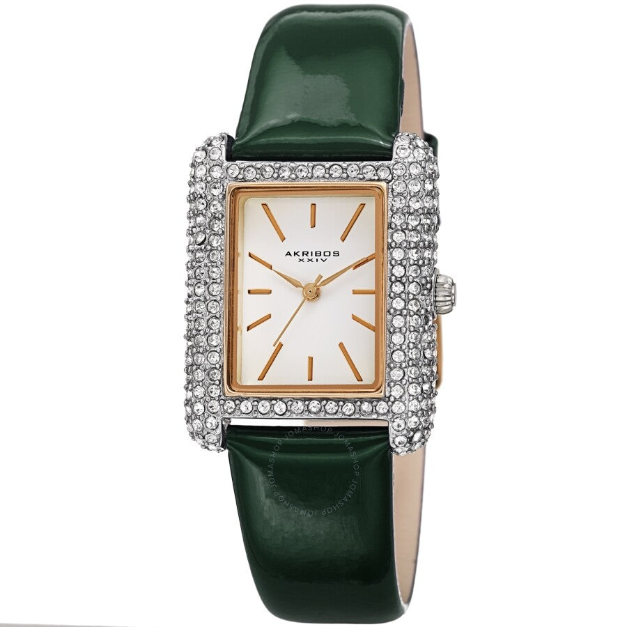 Akribos XXIV Quartz Crystal White Dial Ladies Watch AK1068GN