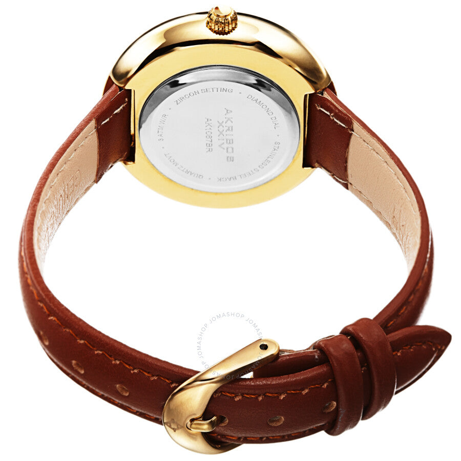 Akribos Xxiv cuarzo diamante cristal blanco esfera señoras reloj AK1067BR
