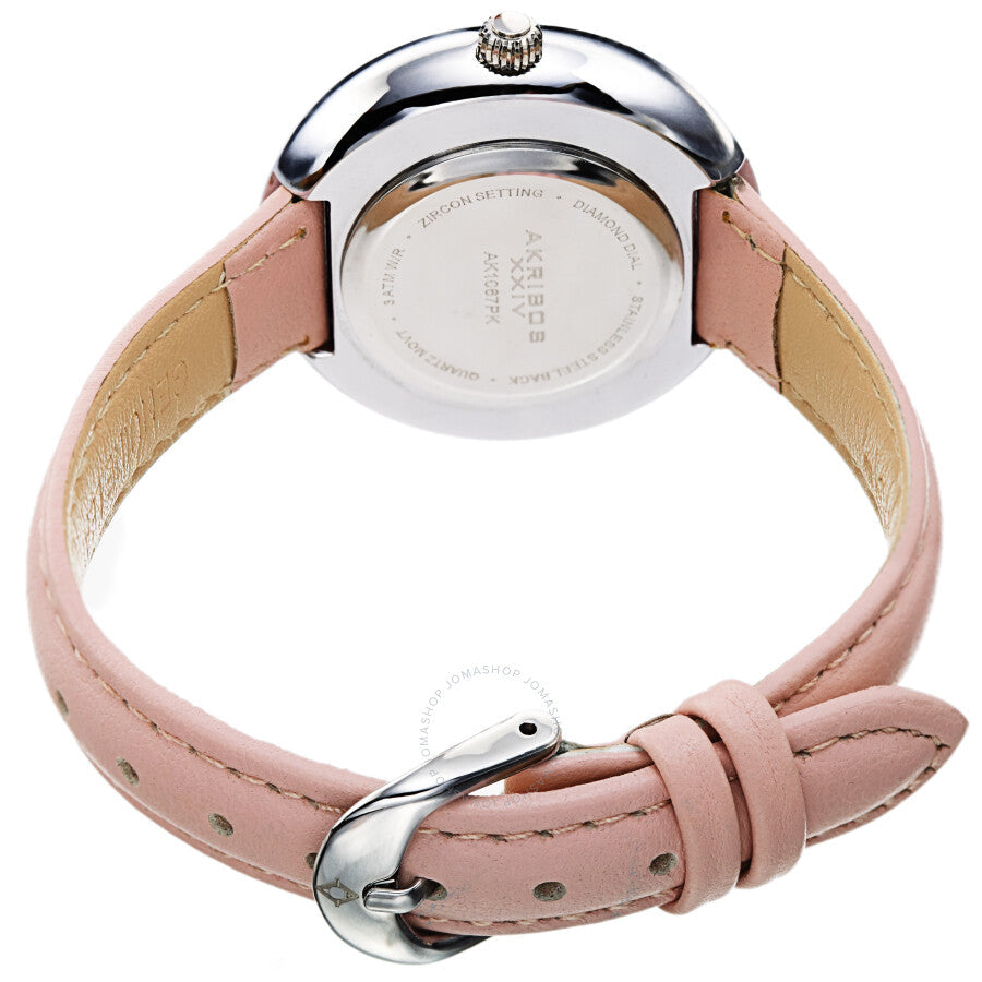 Akribos Xxiv cuarzo diamante cristal blanco esfera señoras reloj AK1067PK