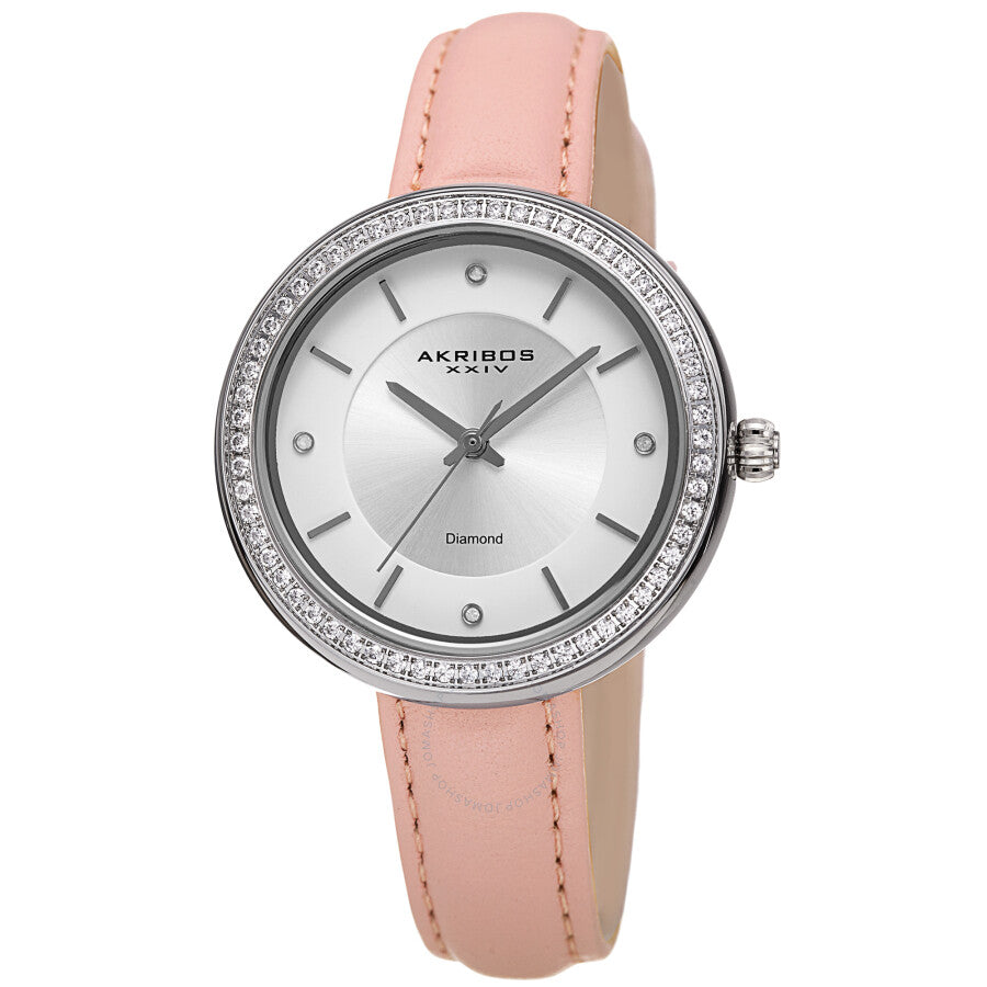 Akribos Xxiv cuarzo diamante cristal blanco esfera señoras reloj AK1067PK