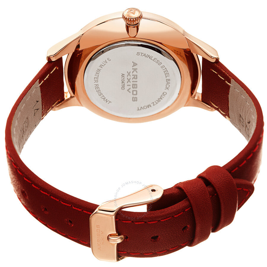Akribos XXIV Quartz Diamond Red Dial Ladies Watch AK1047RD