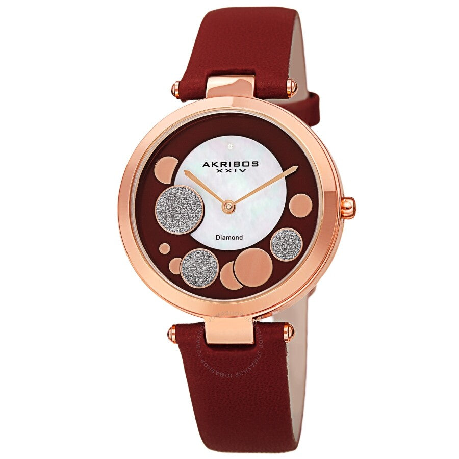 Akribos XXIV Quartz Diamond Red Dial Ladies Watch AK1069BUR