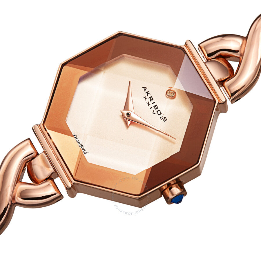 Akribos XXIV Quartz Diamond Rose Gold Dial Ladies Watch AK1086RG