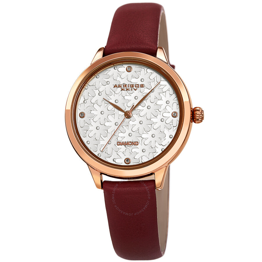 Reloj Akribos Xxiv de cuarzo con esfera plateada y diamantes para mujer AK1051BR