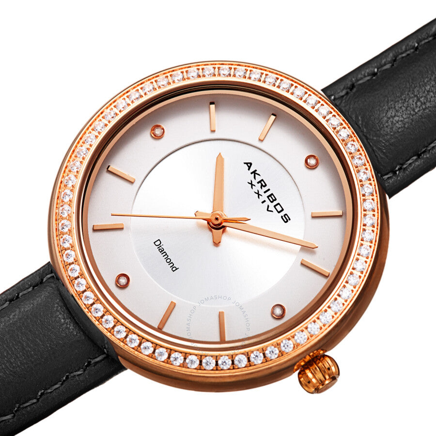 Akribos XXIV Quartz Diamond Silver Dial Ladies Watch AK1067BK