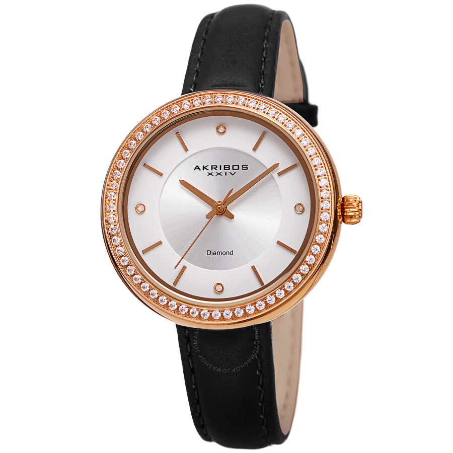 Akribos XXIV Quartz Diamond Silver Dial Ladies Watch AK1067BK