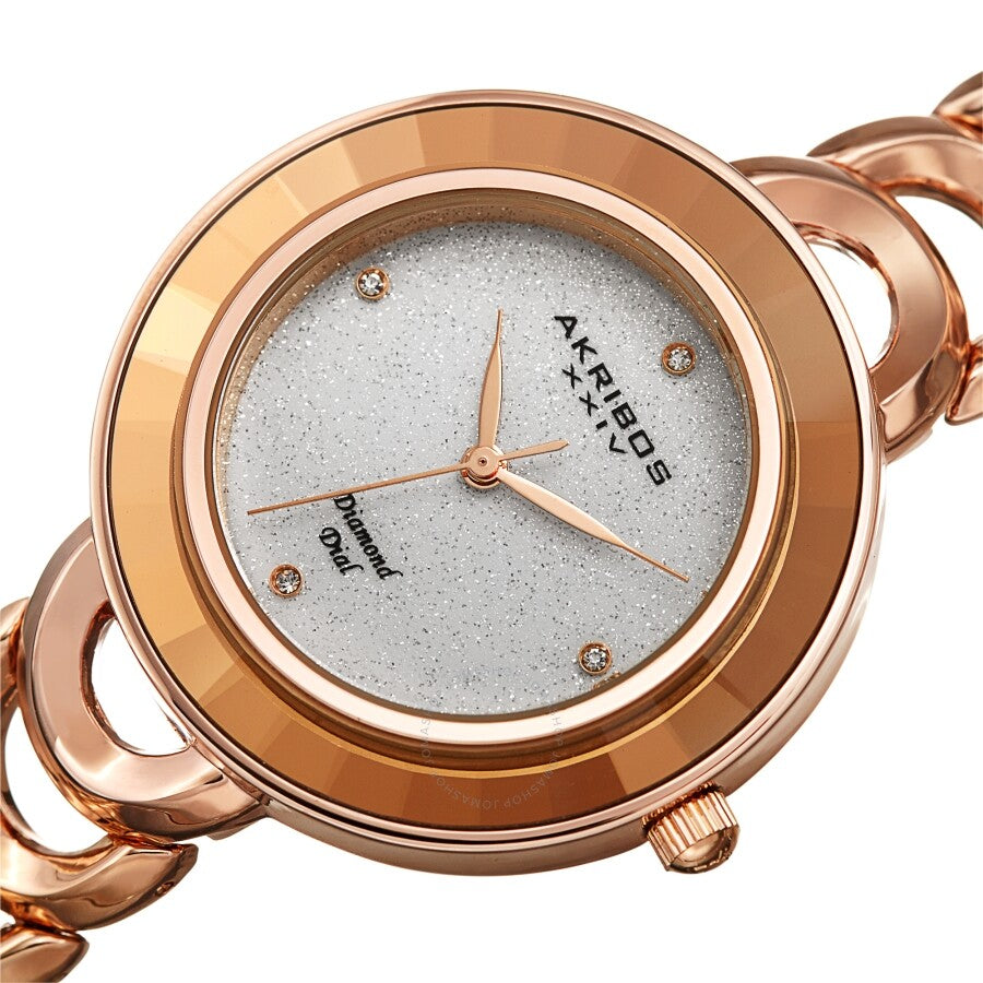 Akribos XXIV Quartz Diamond Silver Dial Ladies Watch AK1088RG