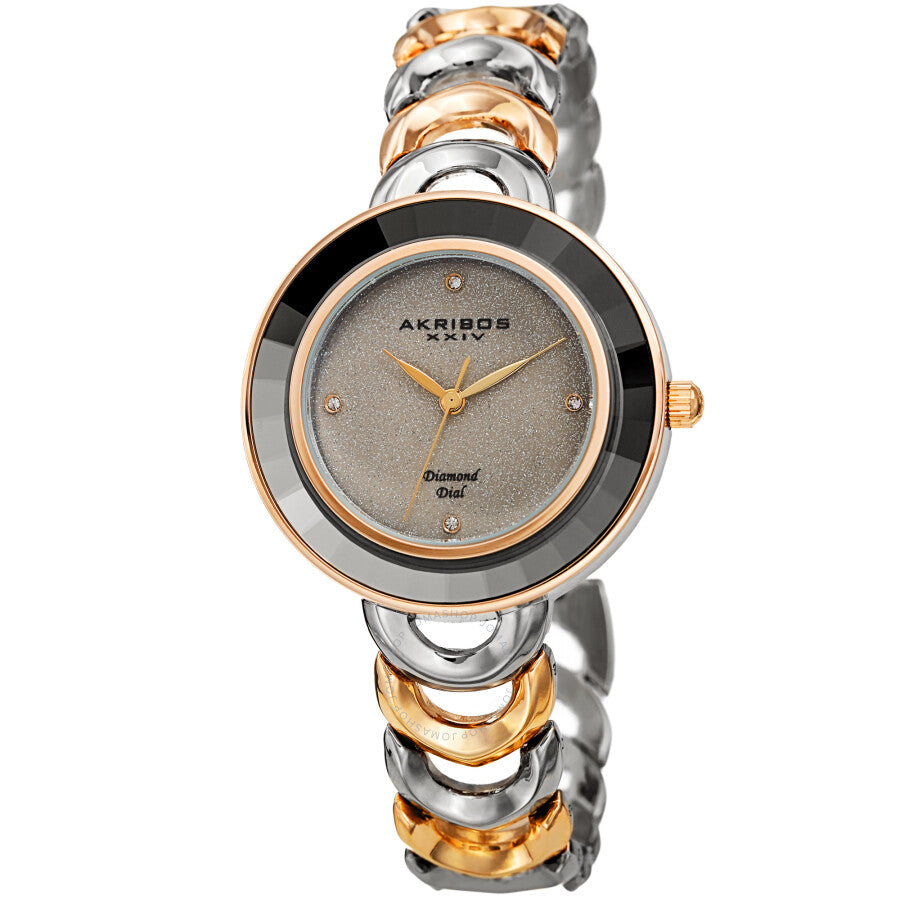 Akribos XXIV Quartz Diamond Silver Dial Ladies Watch AK1088TTG - The Watches Men & Co