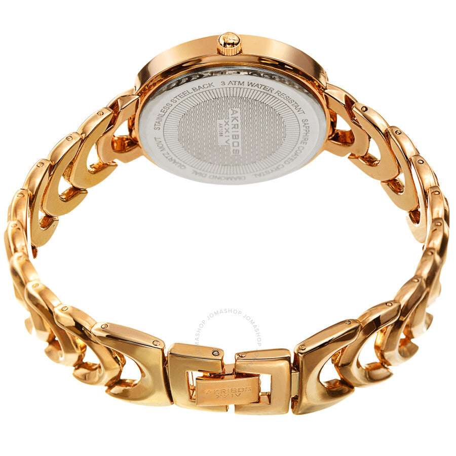 Reloj Akribos Xxiv de cuarzo con esfera plateada y diamantes para mujer AK1088YG